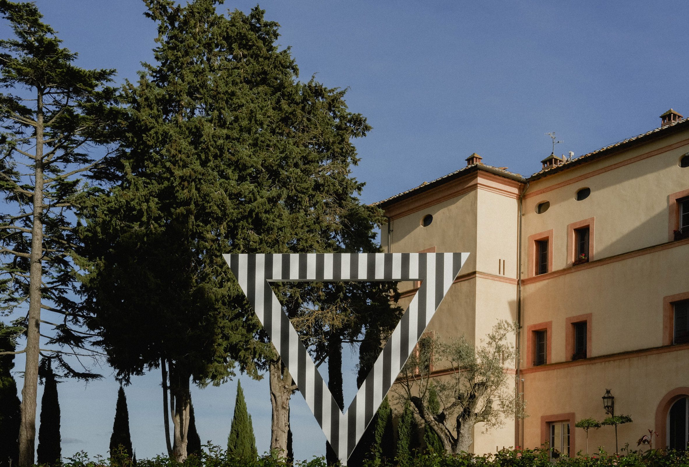 Haltes Colorées installation by Daniel Buren at Castello di Casole, a Belmond hotel in Tuscany