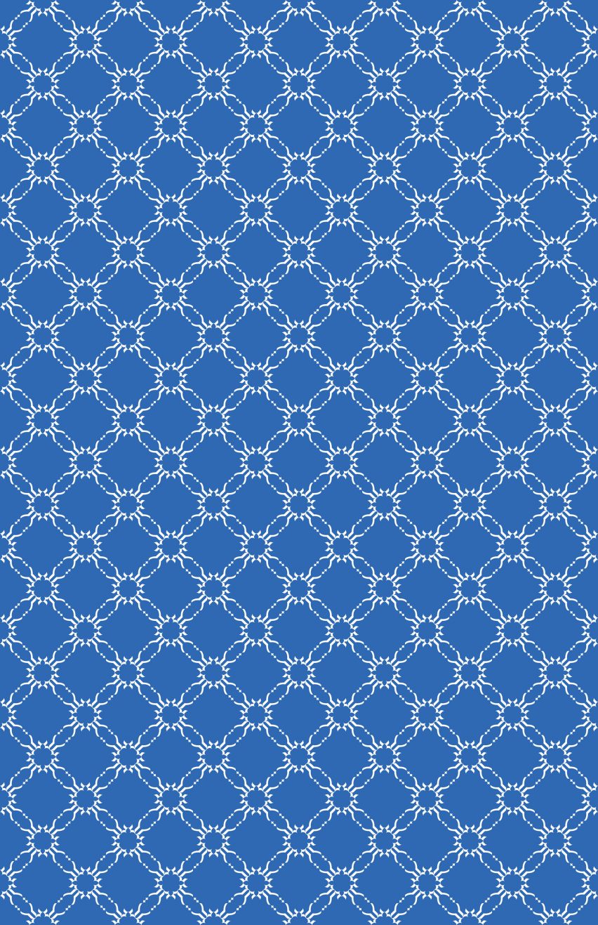 Complex pattern of white lines on blue background