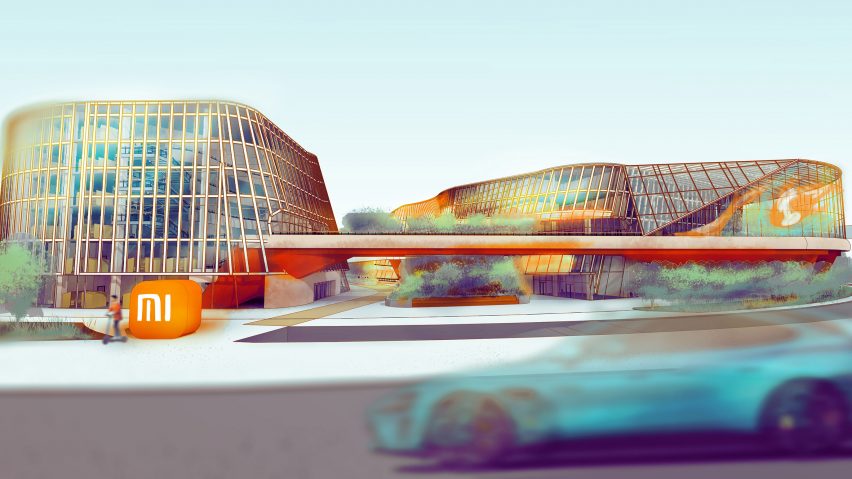 Visualisation showing a building with a car in front of it
