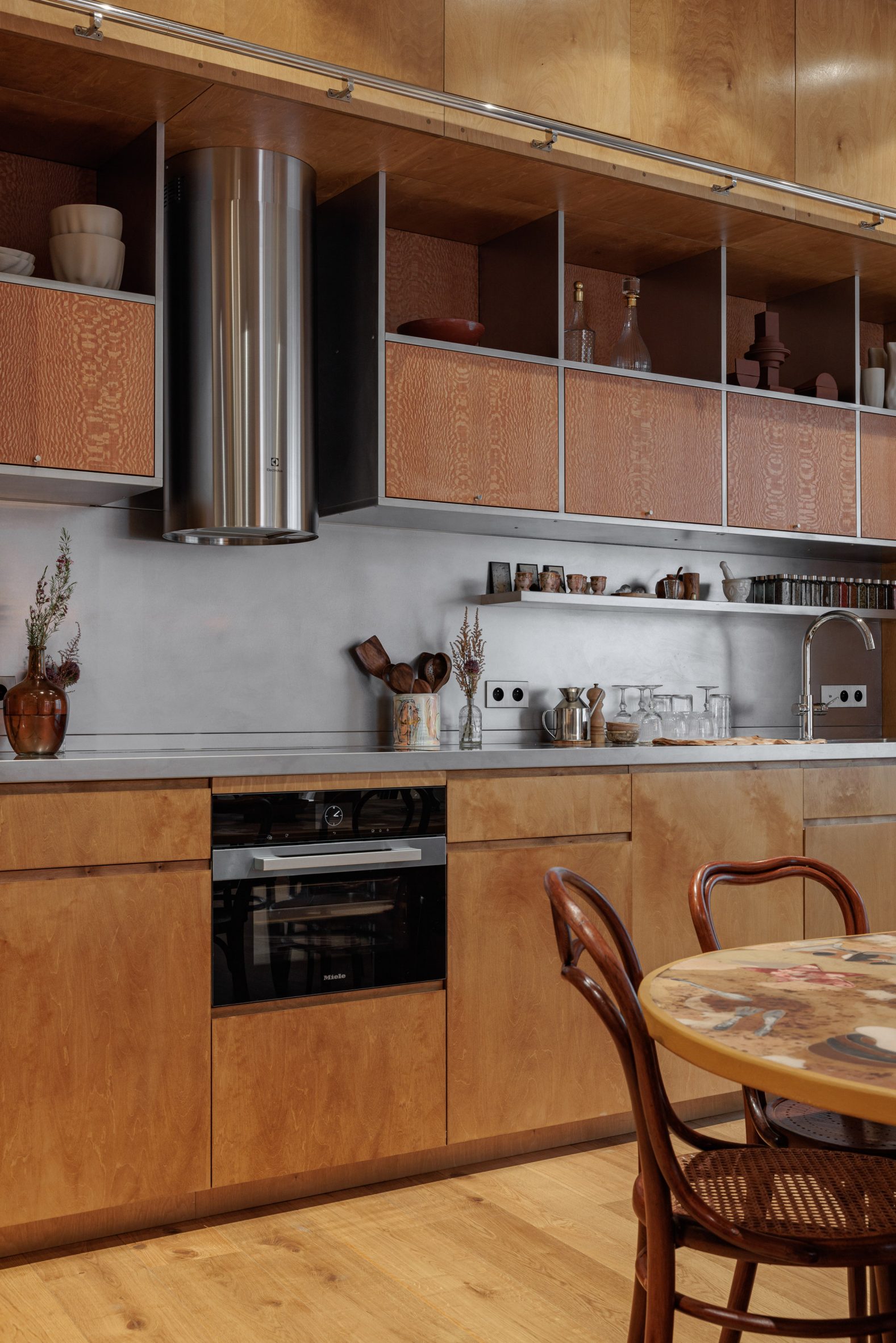 Kitchen interior at rammed-earth townhouse by Déchelette Architecture