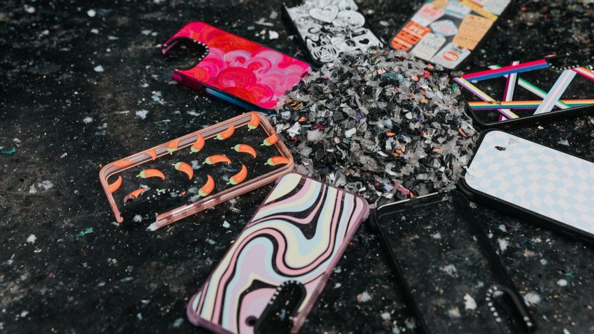Casetify installations made out of recycled plastic phone cases