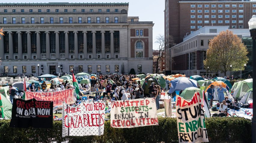 Protestors at Columbia University in April 2024