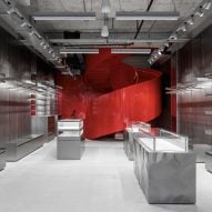 Red staircase anchors Diesel store in Miami Design District