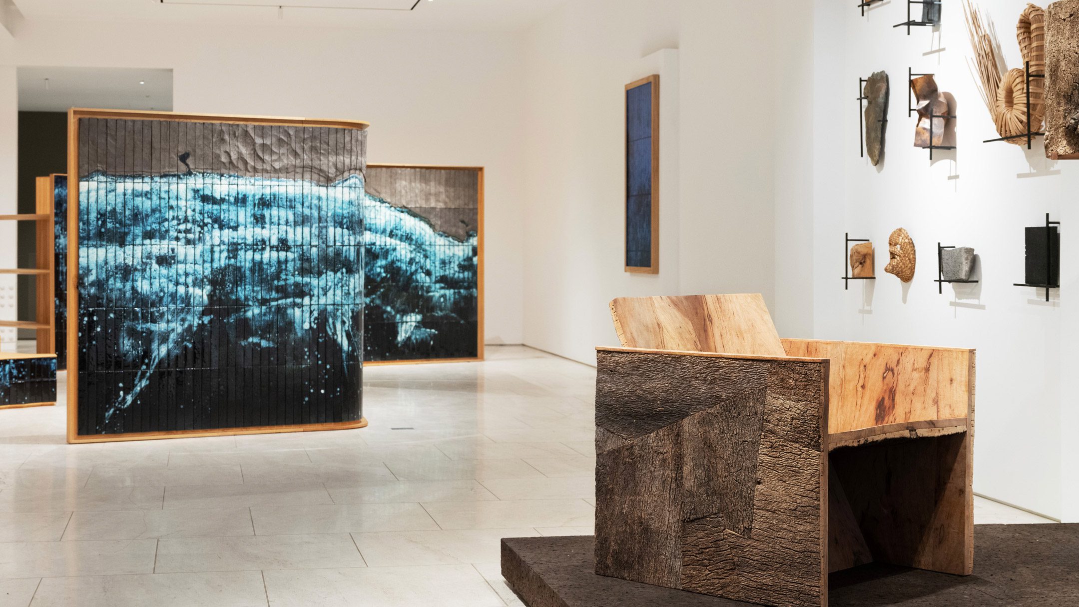 Bark-lined furniture among showcase of Noé Duchaufour-Lawrance's work