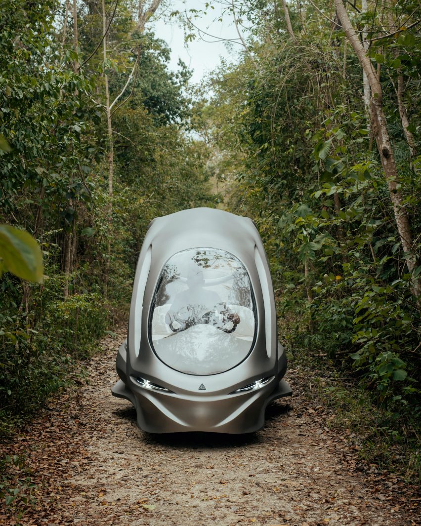 An electric car in the forest