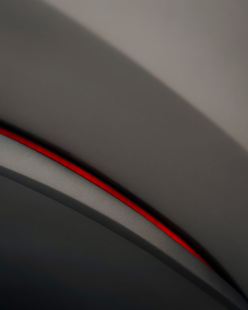 An electric car red lighting strip