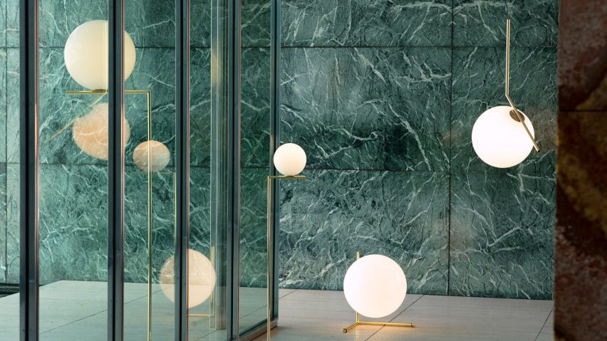 Interior view of IC 10 Anniversary Glo-Ball lamps by Flos B&B Italia Group