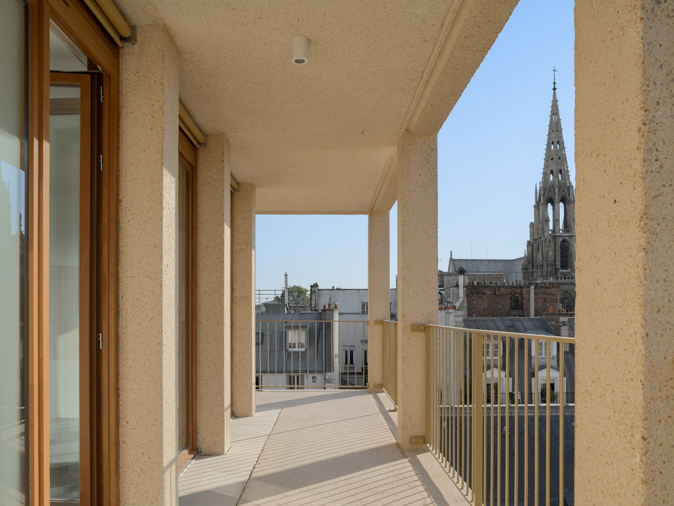 Apartment balcony within Îlot Saint-Germain housing block