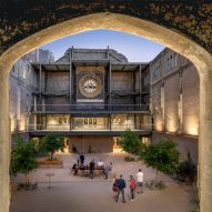 Courtyard illuminated with lighting