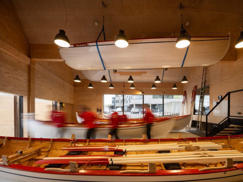 Boat storage area within Klaksvík Row Club