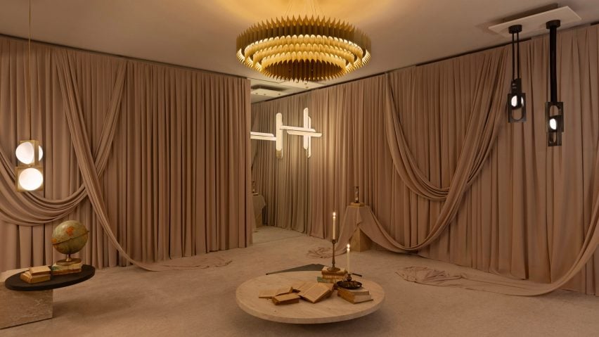 Room with curtains and lighting