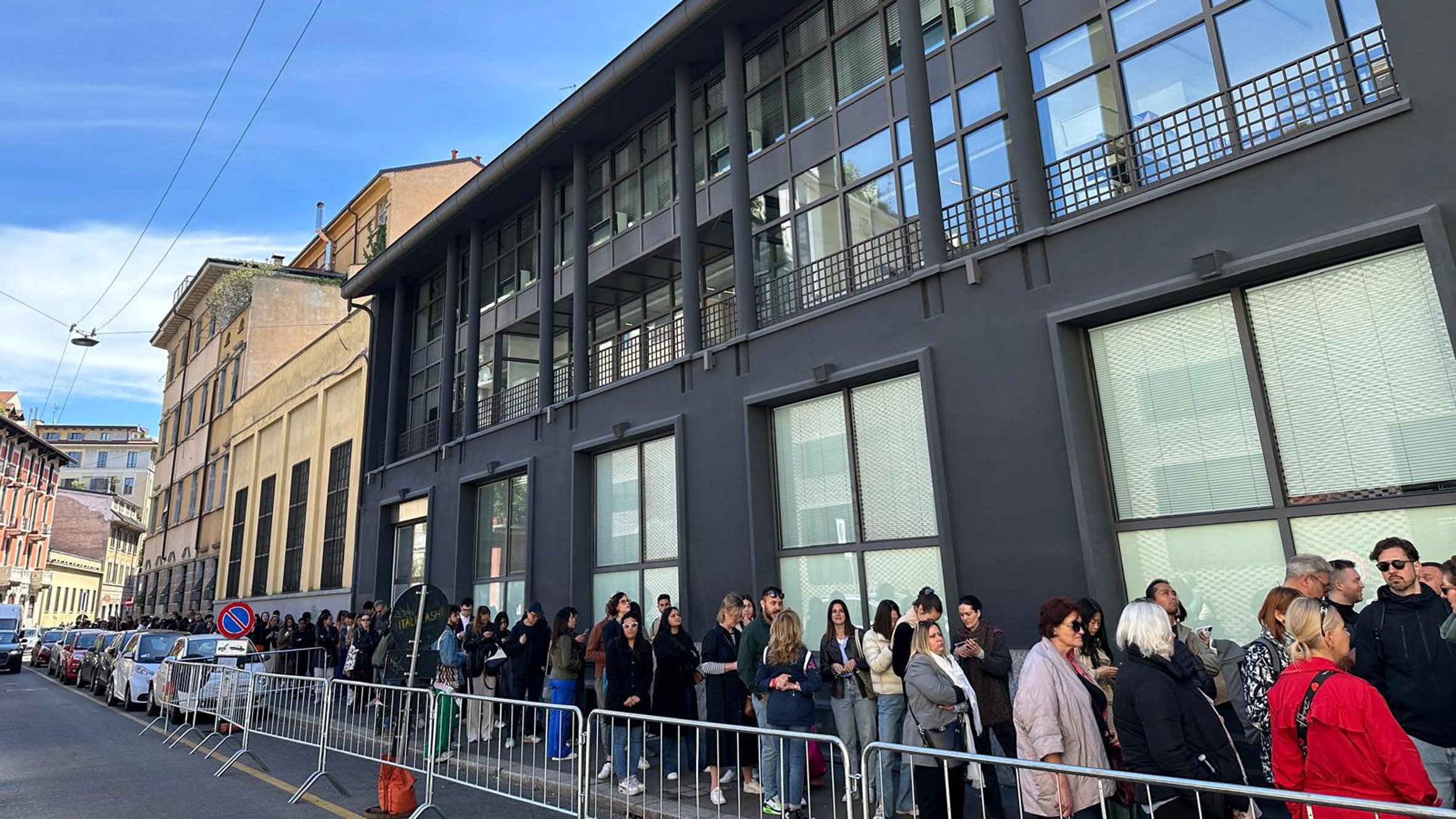 People queuing at Milan design week