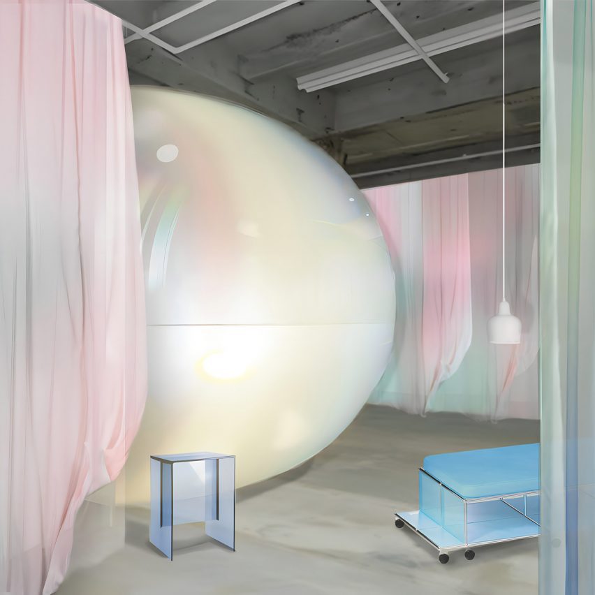 A render of a bubble and USM furniture