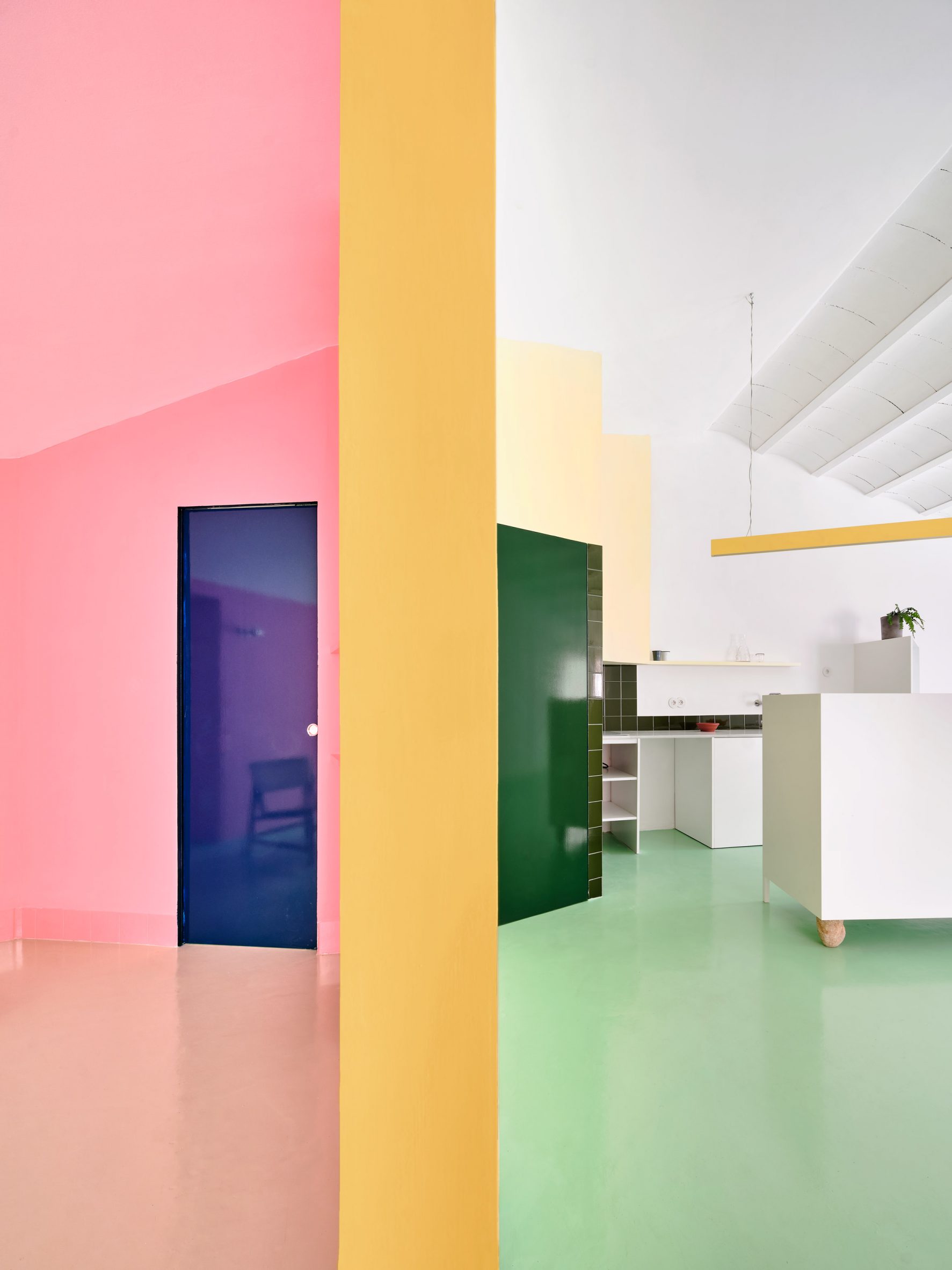 Colourful walls within Relámpago House