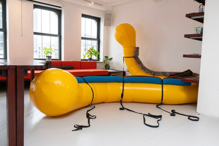 Yellow inflatables in room