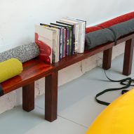 Bench covered in cushions