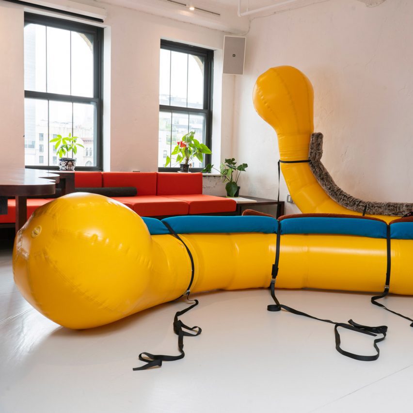 Riley Hooker creates inflatable seating informed by 