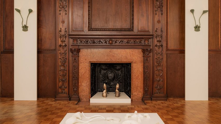 Fireplace with clay sconces