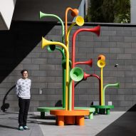 Yuri Suzuki combines sculpture and sound with "trumpet-like" San Francisco art installation