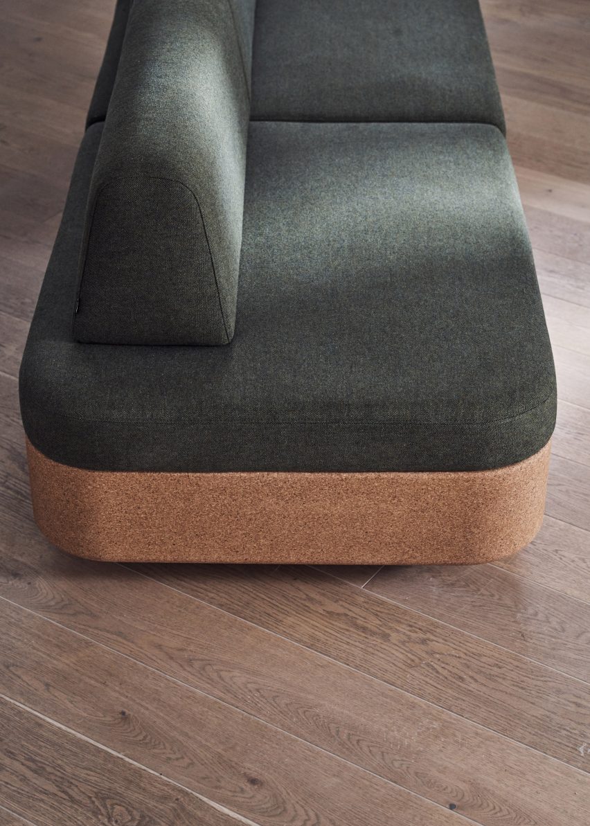 Green sofa with cork base