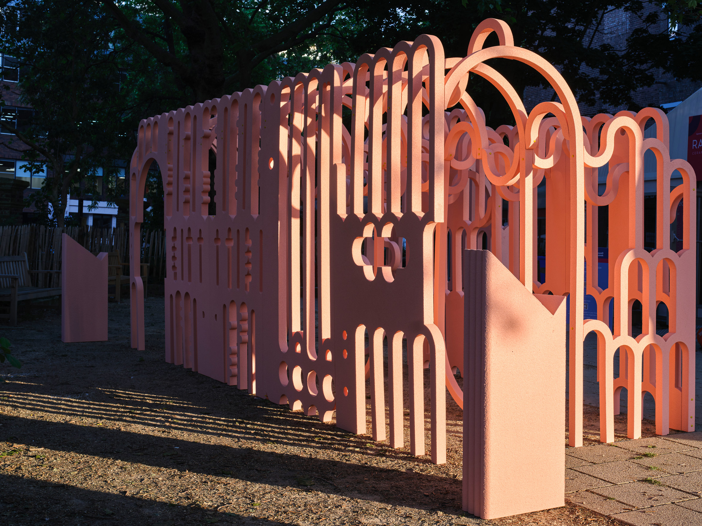 The pink Impossible Possible Pavilion 