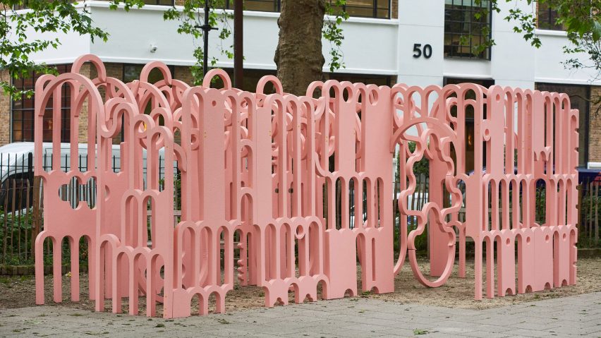 Pink arched pavilion in Clerkenwell