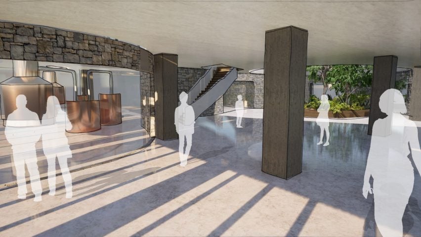 Visualisation showing the entryway of a distillery