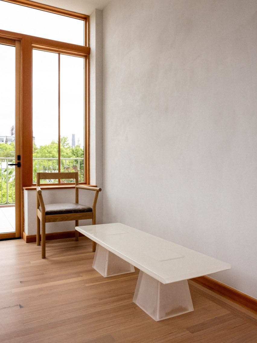 White table and wooden chair