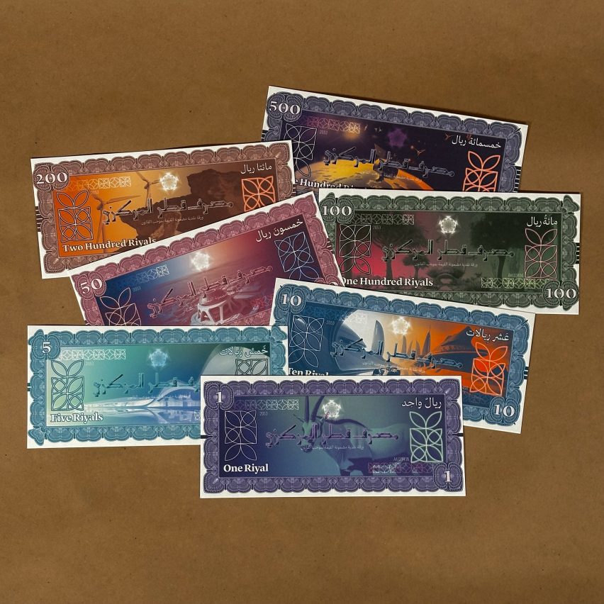 An image of multiple bank notes on a brown background, in varying colours of orange, blue and green.