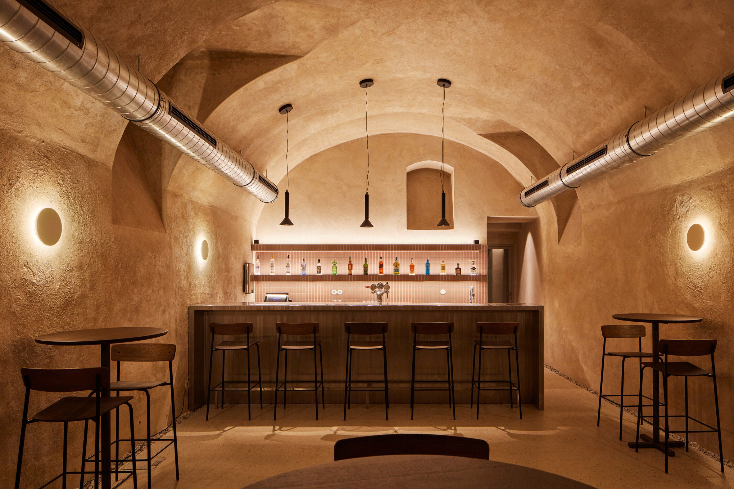 Bar at the end of a vaulted room