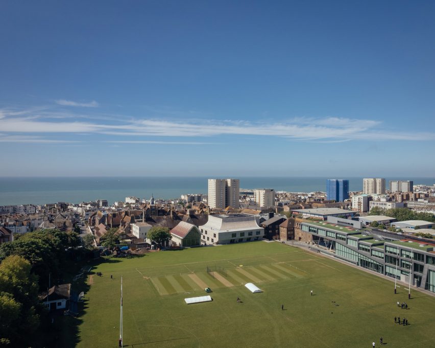 Aerial view of Brighton College performing arts centre by Krft