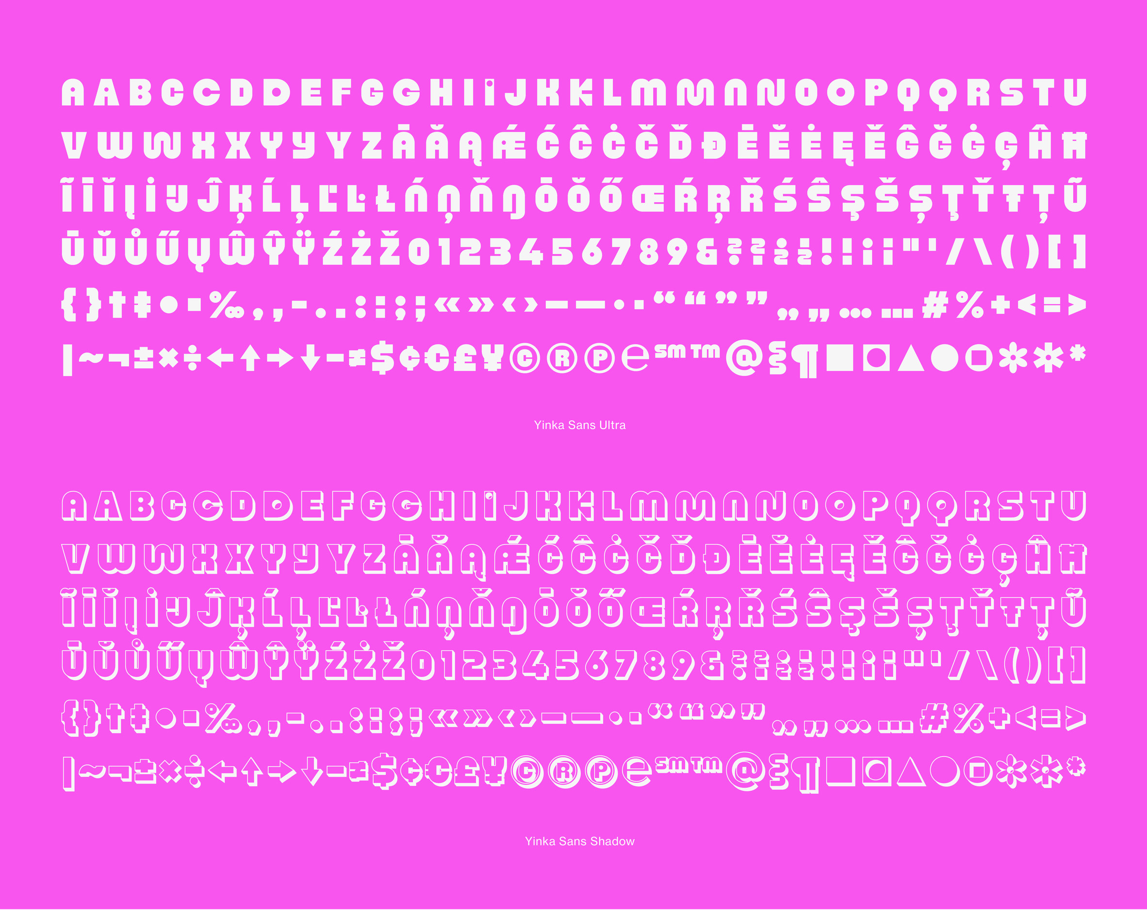 Yinka Sans Ultra and Yinka Sans Shadow typefaces by British Standard Type
