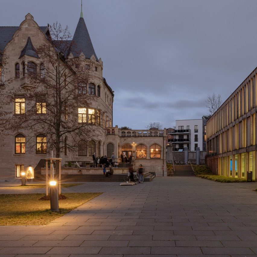 University campus at night