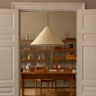 Study with desk and Karimoku pendant lamp in Enter the Salon