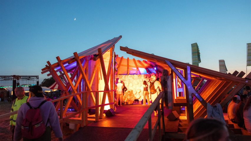 Pavilion installation by Simon Carroll for Glastonbury festival, UK, 2023