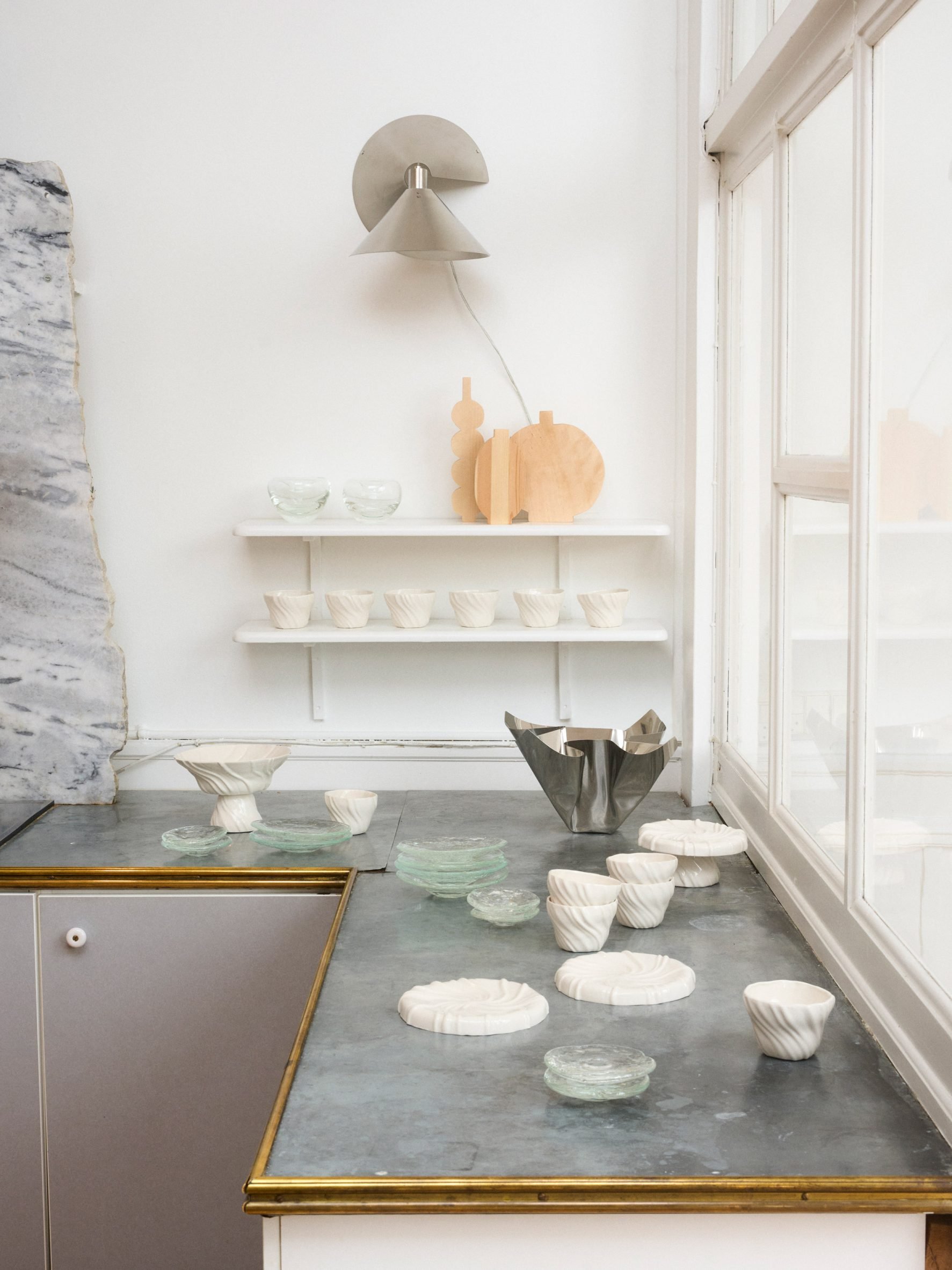 Vases by Moa Markgren and ceramics by Atelier Marée at NoDe exhibition by House of Nordic Design