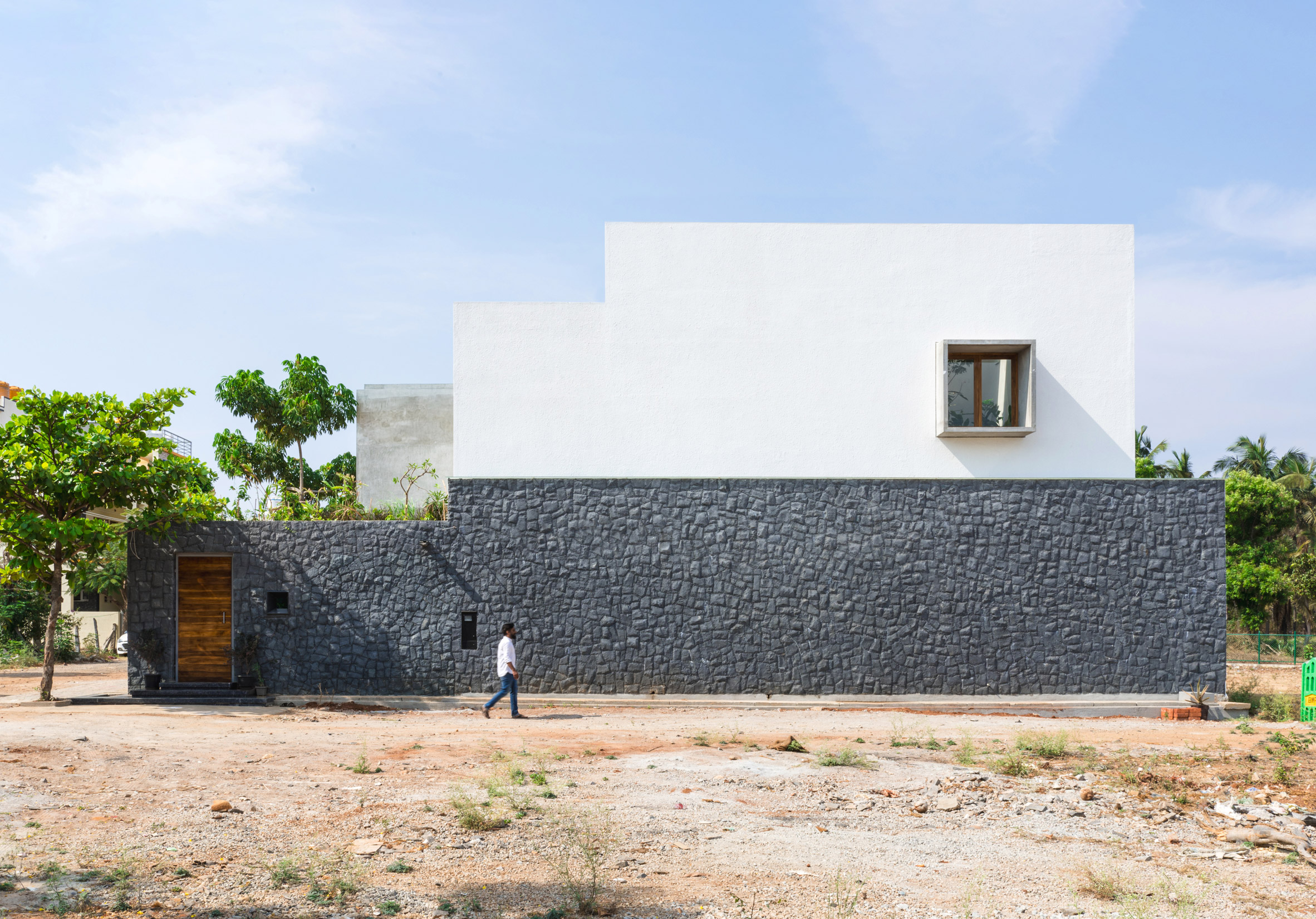 Indian home with black-granite walls
