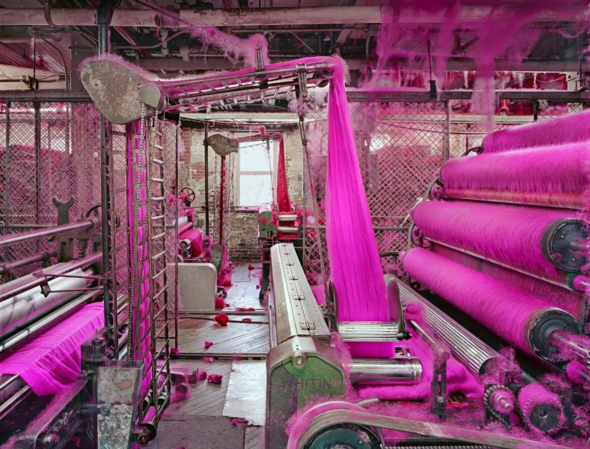 Purple wool in mill