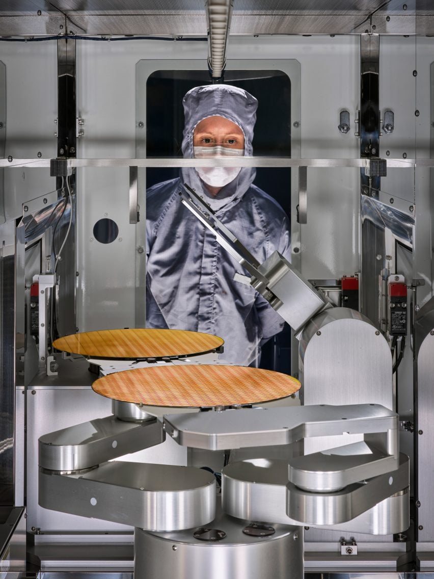 Wafers being sorted in industrial facilitiy