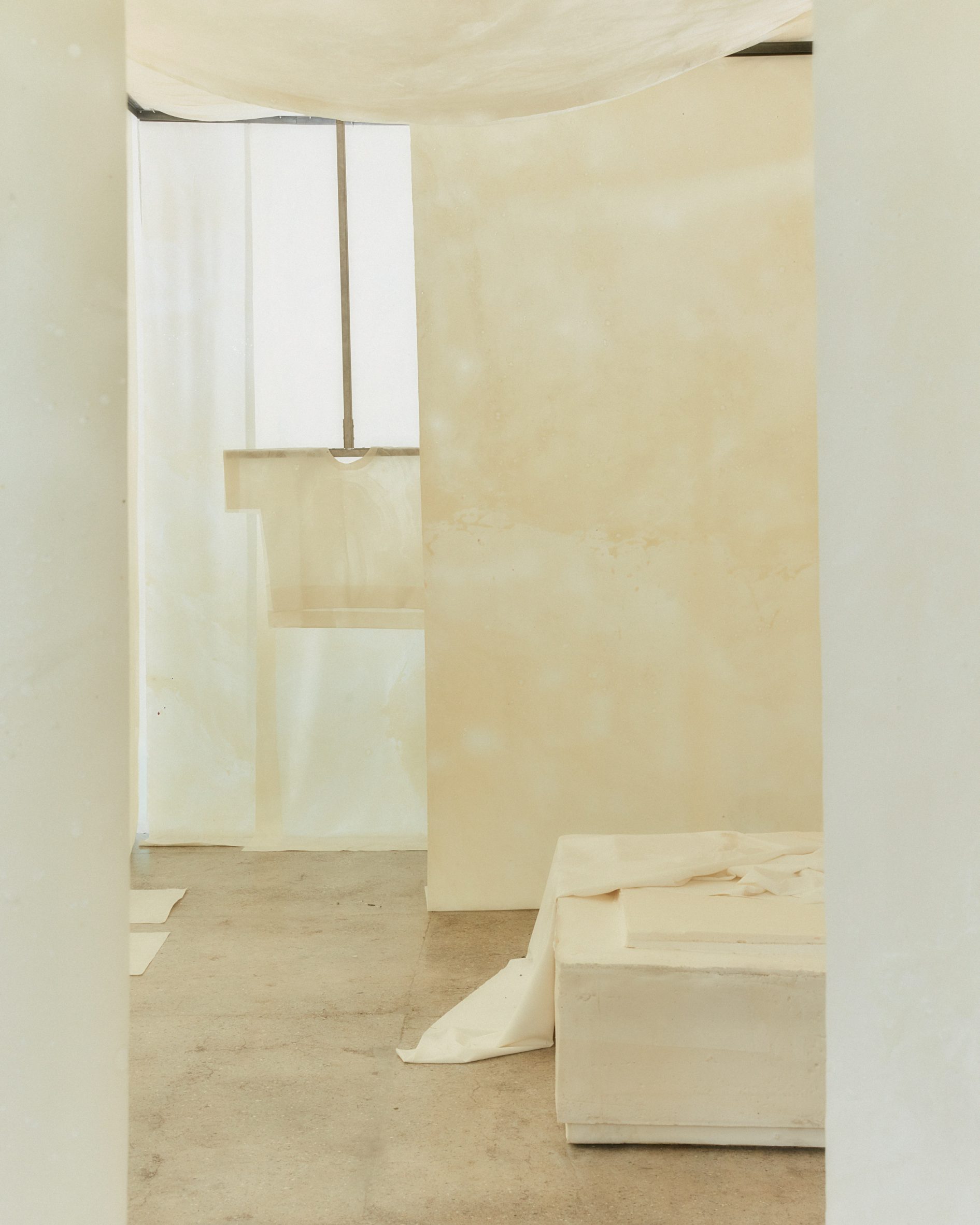 Bedroom and wardrobe of White Utopia installation
