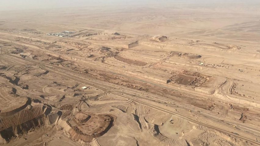 Aerial photos of The Line in Neom