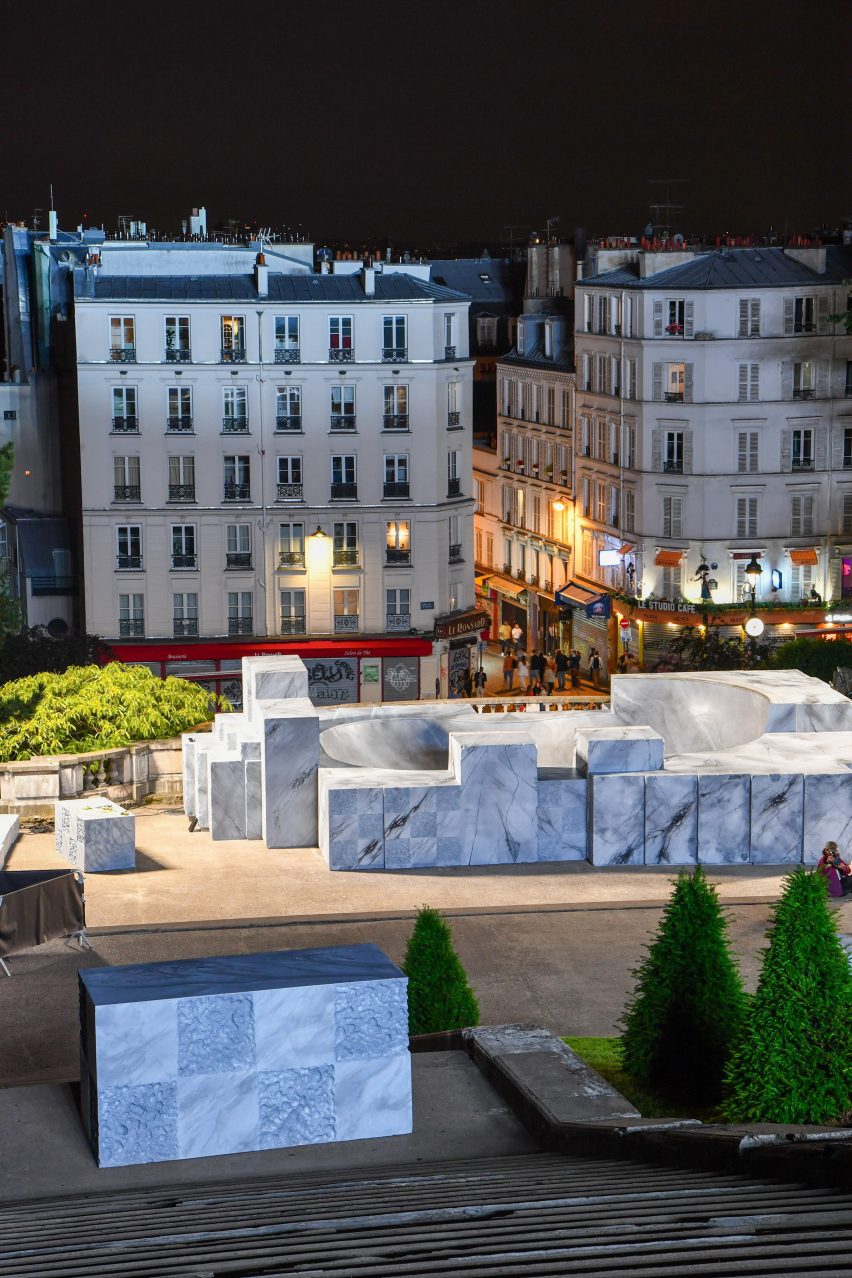 Skatepark in Paris that looks like stone