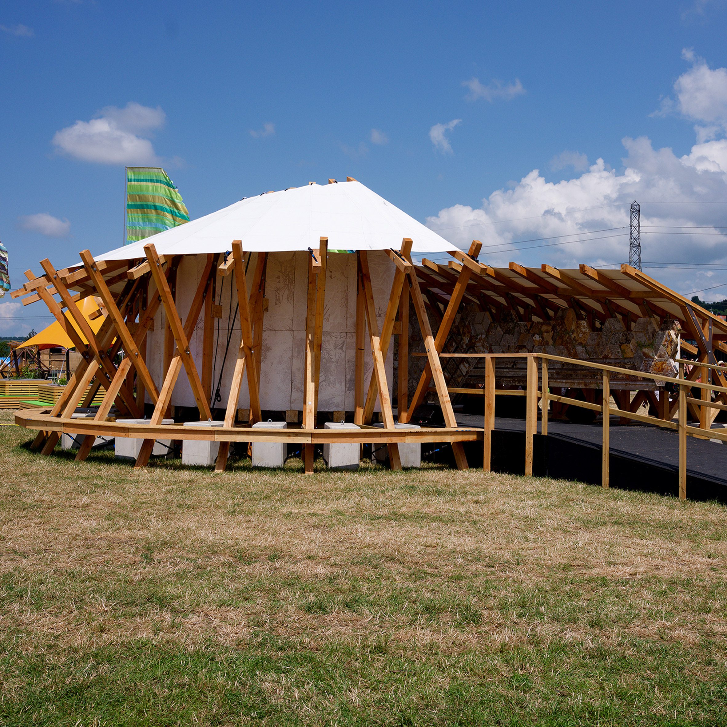 Pavilion installation by Simon Carroll for Glastonbury festival, UK, 2023