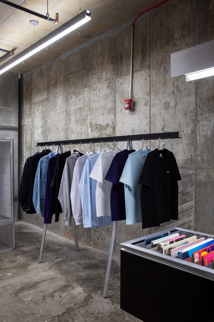 Vowels' debut capsule collection displayed on a minimalist rail