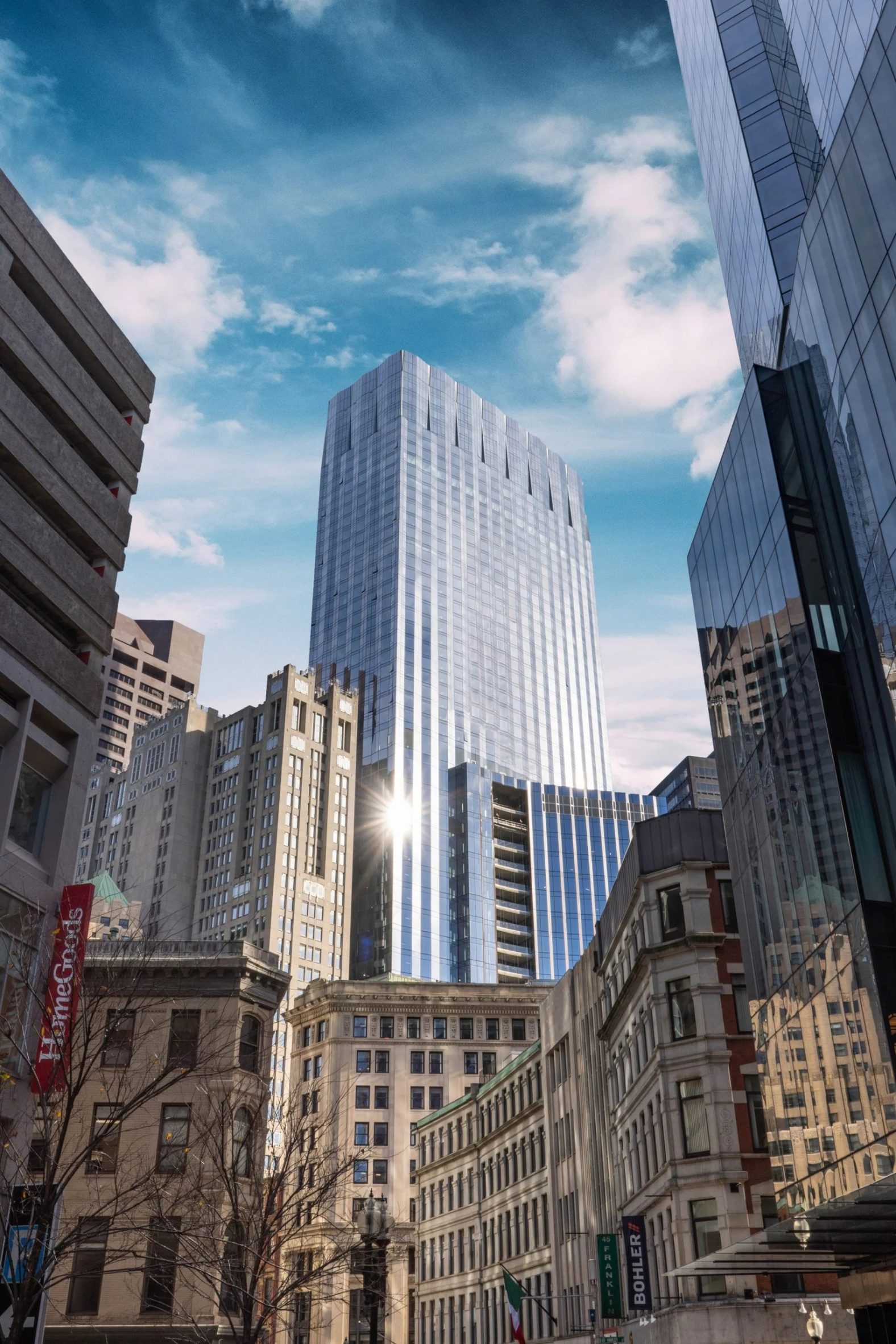 Handel Architects world's largest Passivhaus office in Boston at sunset