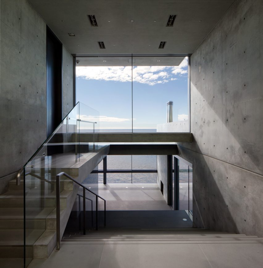 Interior of a concrete home in Malibu by Tadao Ando