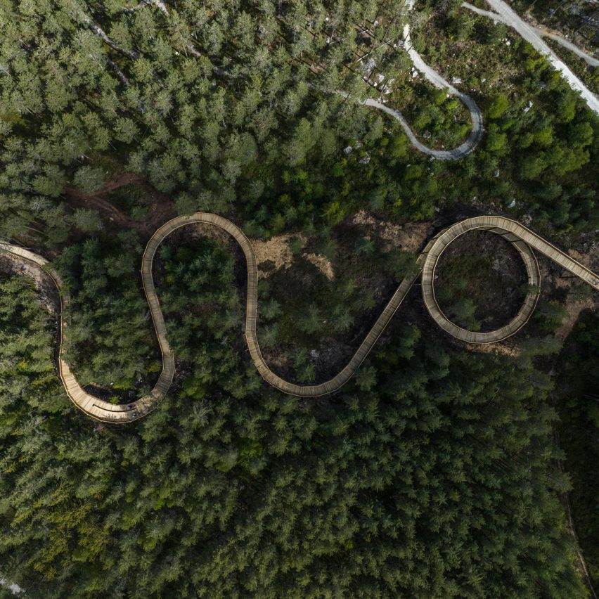 Treetop Walkway in Hamaren Activity Park by EFFEKT Arkitekter ApS