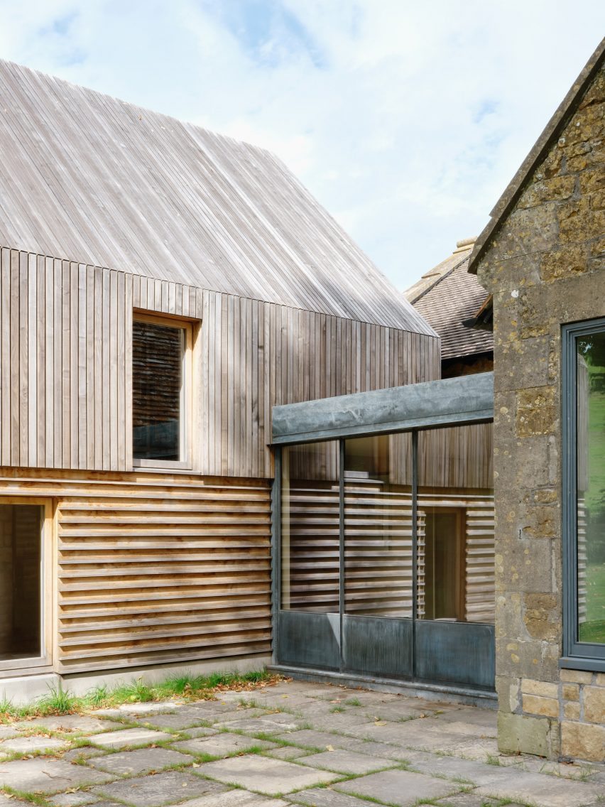 Close up of connecting volume at Old School House extension in Somerset