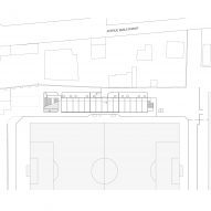 Site plan of the Jean Bouissou Stadium Stand by Baito Architectes and Atelier Pirollet Architectes