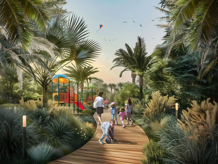 Render of Green Spine in Dubai by Urb